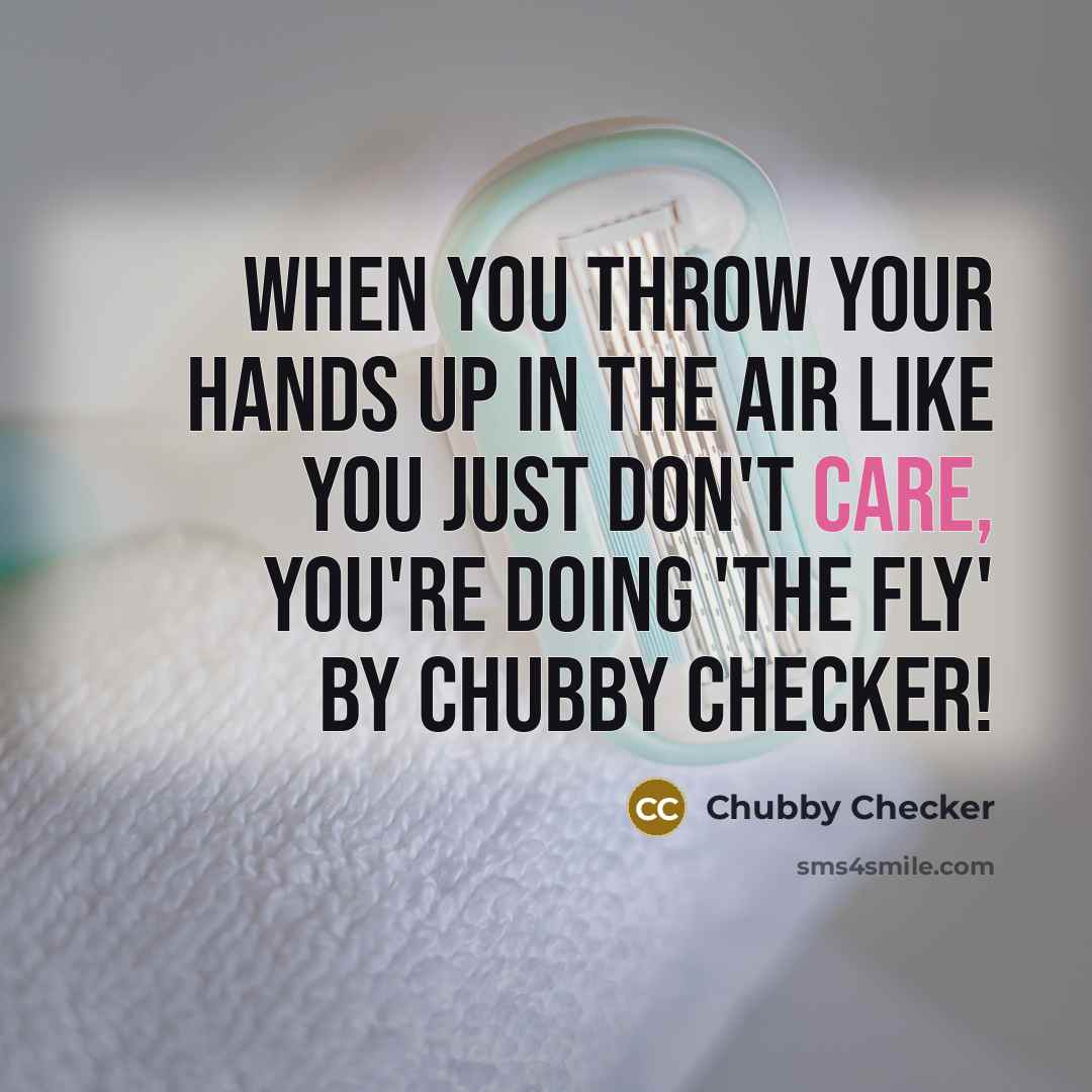 “When you throw your hands up in the air like you just don't care, you're doing 'The Fly' by Chubby Checker!” quote by Chubby Checker