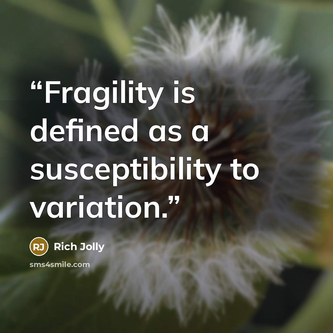 “Fragility is defined as a susceptibility to variation.” quote by Rich Jolly