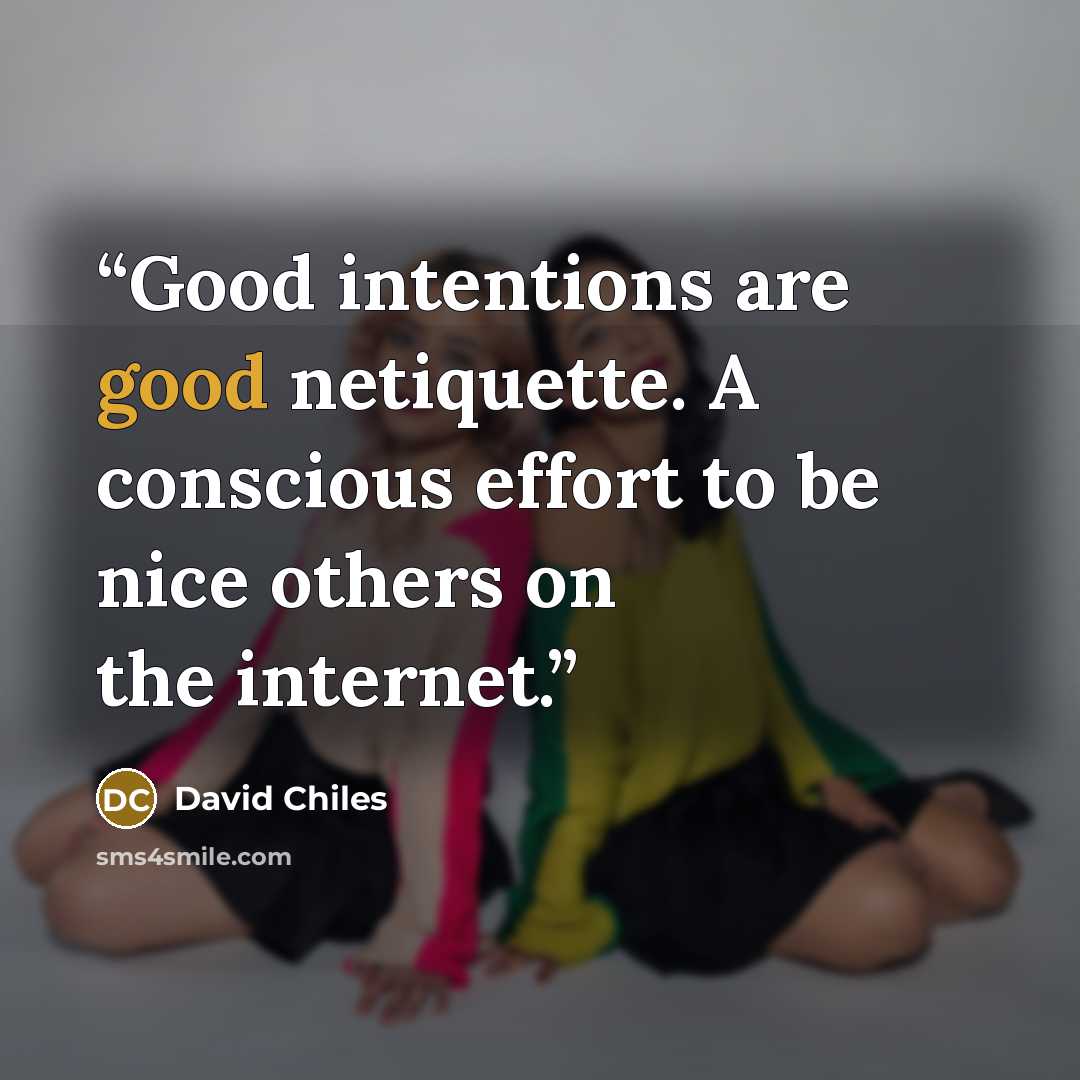 “Good intentions are good netiquette. A conscious effort to be nice others on the internet.” quote by David Chiles
