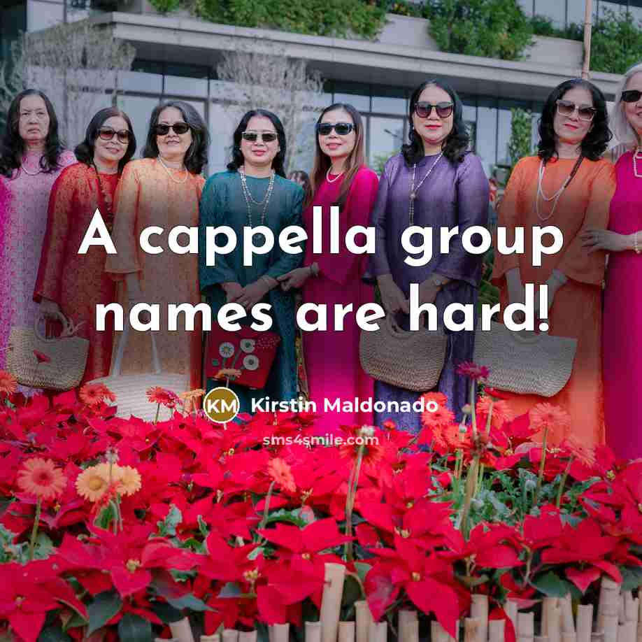 “A cappella group names are hard!” quote by Kirstin Maldonado