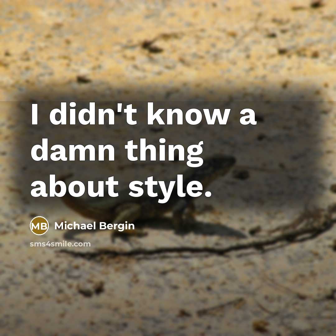 “I didn't know a damn thing about style.” quote by Michael Bergin