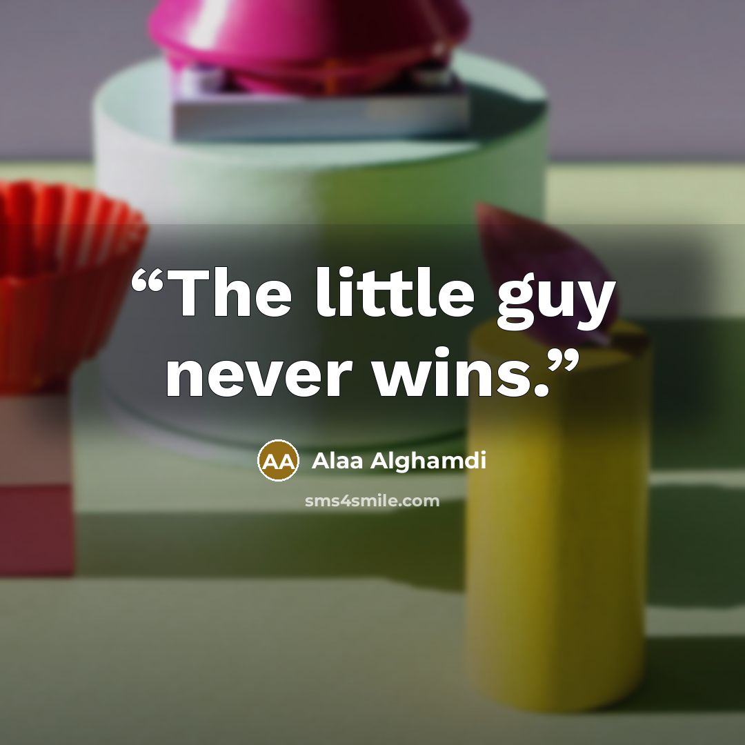 “The little guy never wins.” quote by Alaa Alghamdi