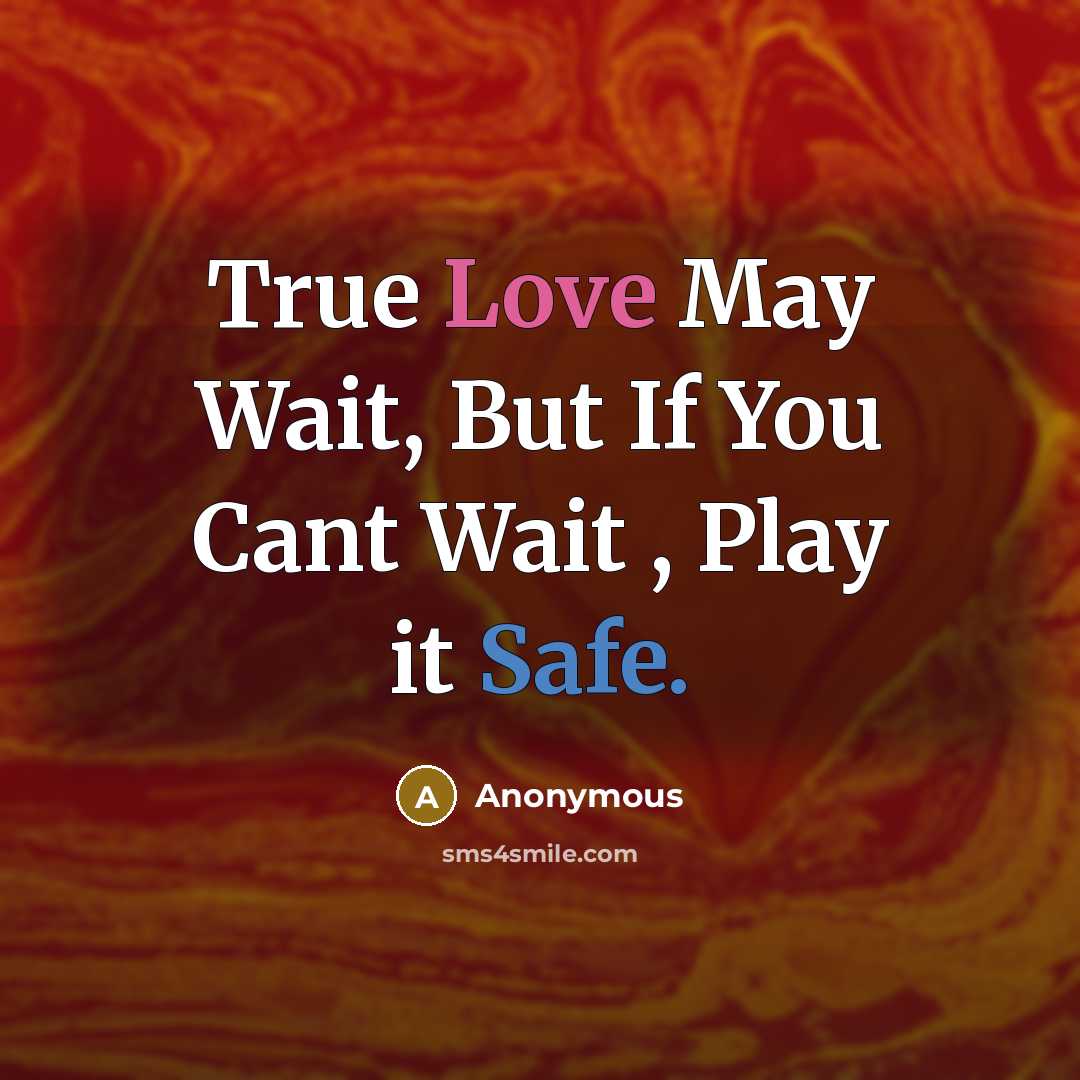 “True Love May Wait, But If You Cant Wait , Play it Safe.” quote by Anonymous