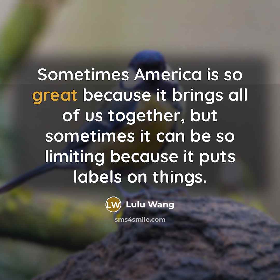 “Sometimes America is so great because it brings all of us together, but sometimes it can be so limiting because it puts labels on things.” quote by Lulu Wang