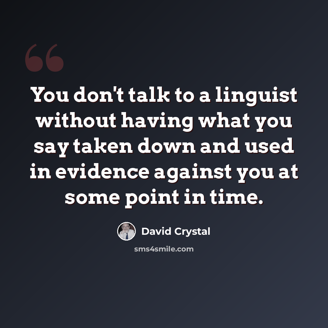 “You don't talk to a linguist without having what you say taken down and used in evidence against you at some point in time.” quote by David Crystal