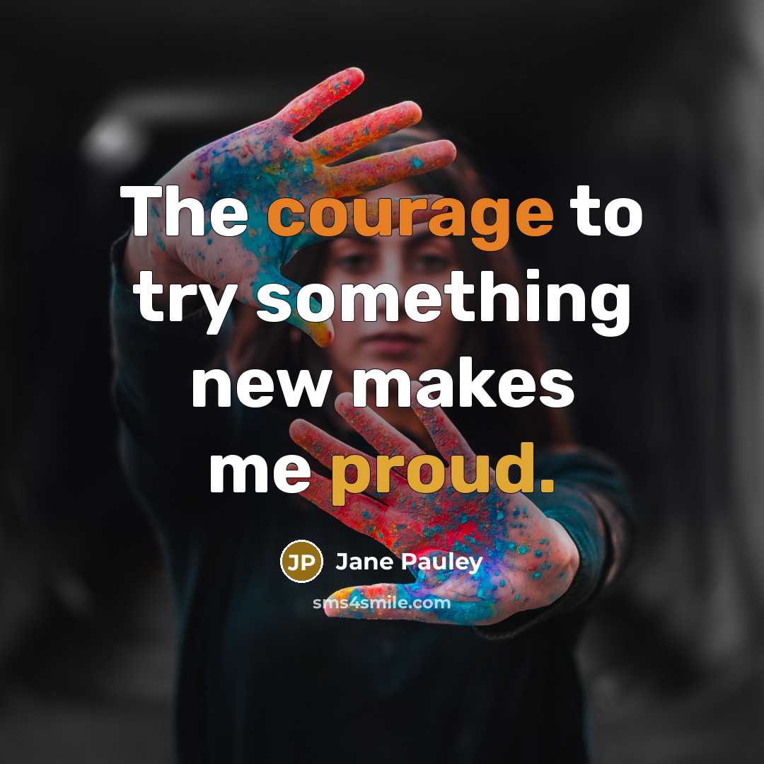 “The courage to try something new makes me proud.” quote by Jane Pauley