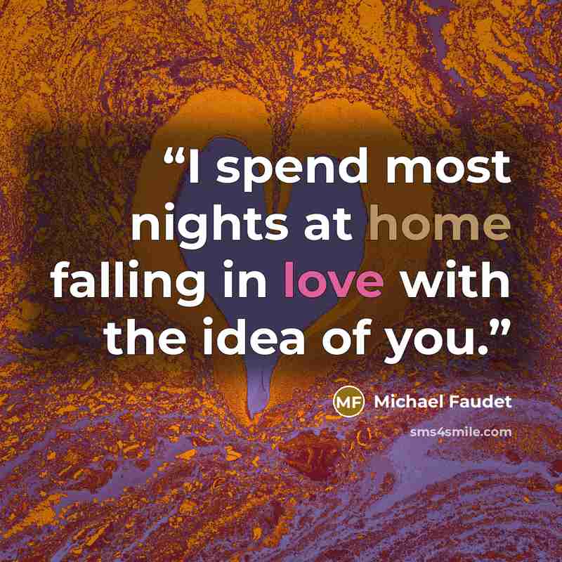 “I spend most nights at home falling in love with the idea of you.” quote by Michael Faudet