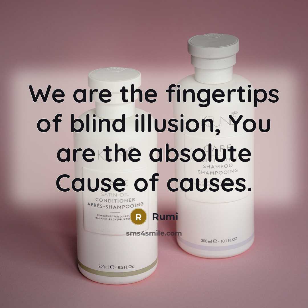 “We are the fingertips of blind illusion, You are the absolute Cause of causes.” quote by Rumi