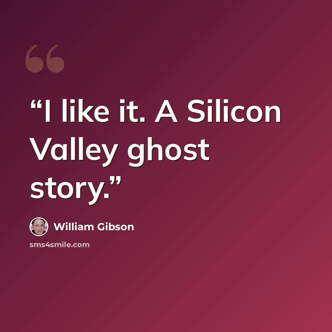 “I like it. A Silicon Valley ghost story.” quote by William Gibson