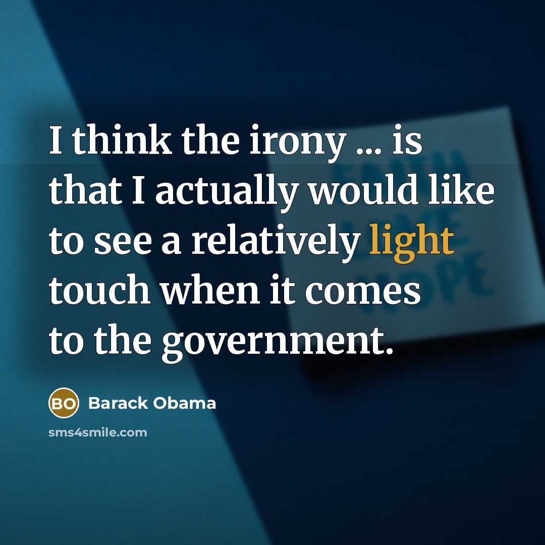 “I think the irony ... is that I actually would like to see a relatively light touch when it comes to the government.” quote by Barack Obama