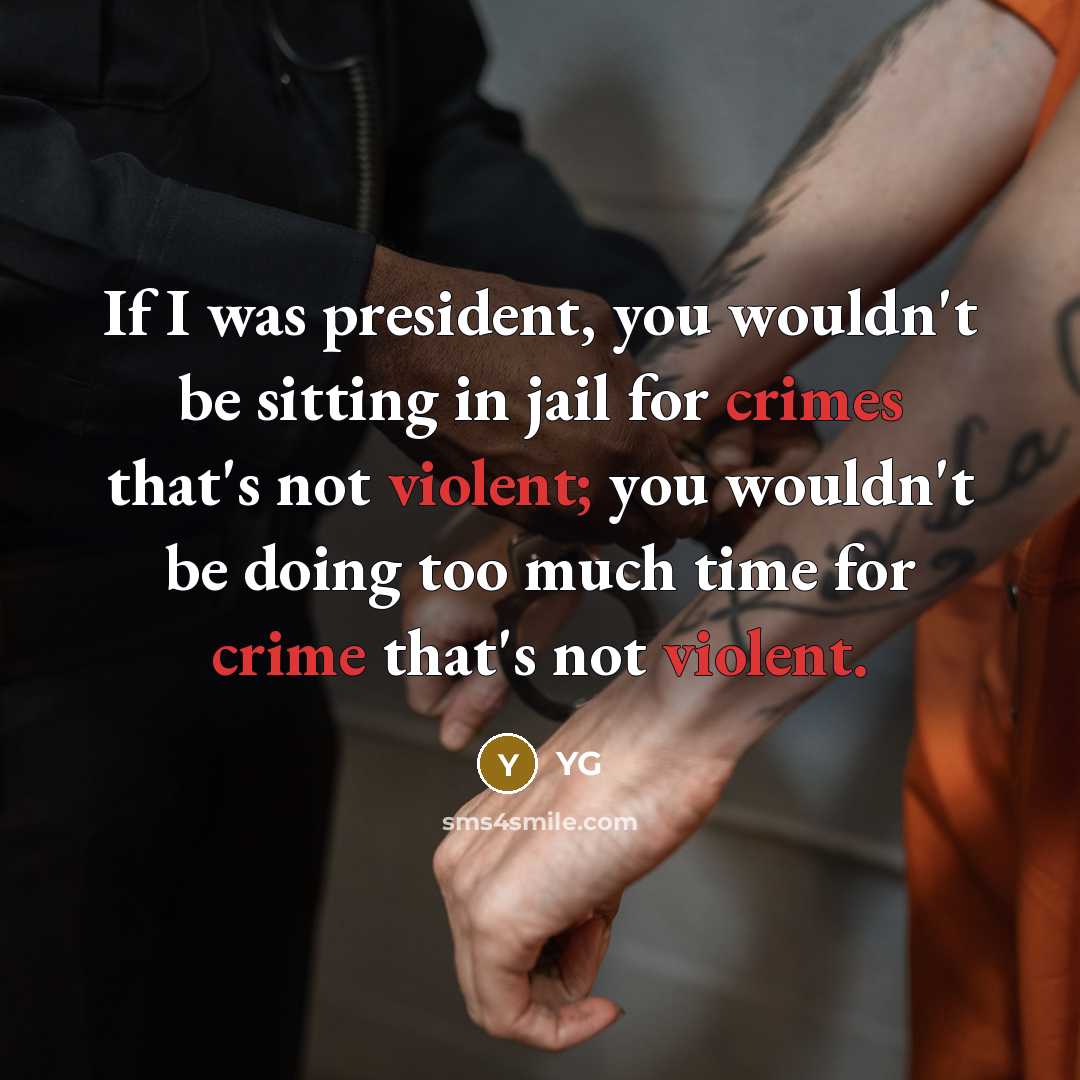 “If I was president, you wouldn't be sitting in jail for crimes that's not violent; you wouldn't be doing too much time for crime that's not violent.” quote by YG