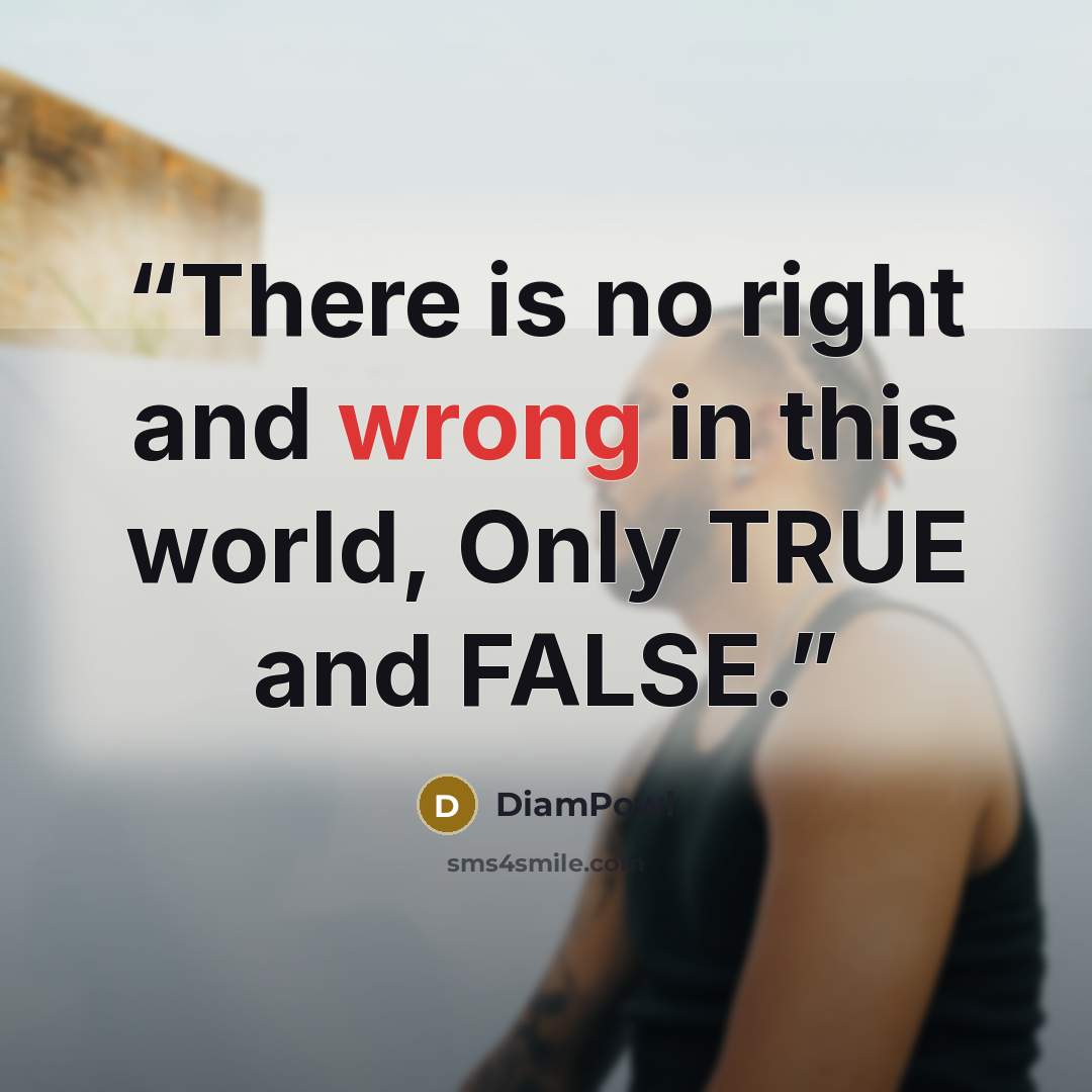 “There is no right and wrong in this world, Only TRUE and FALSE.” quote by DiamPowl
