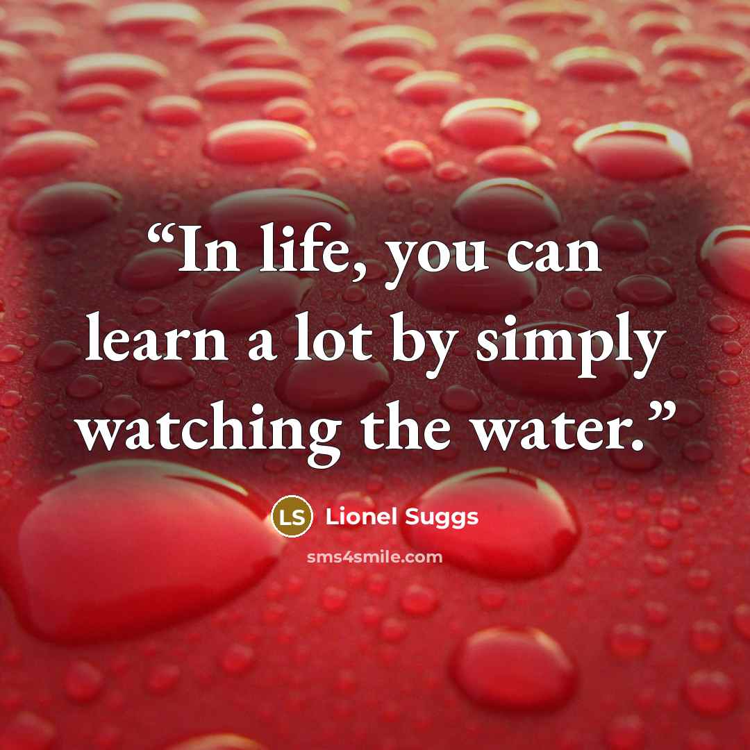 “In life, you can learn a lot by simply watching the water.” quote by Lionel Suggs