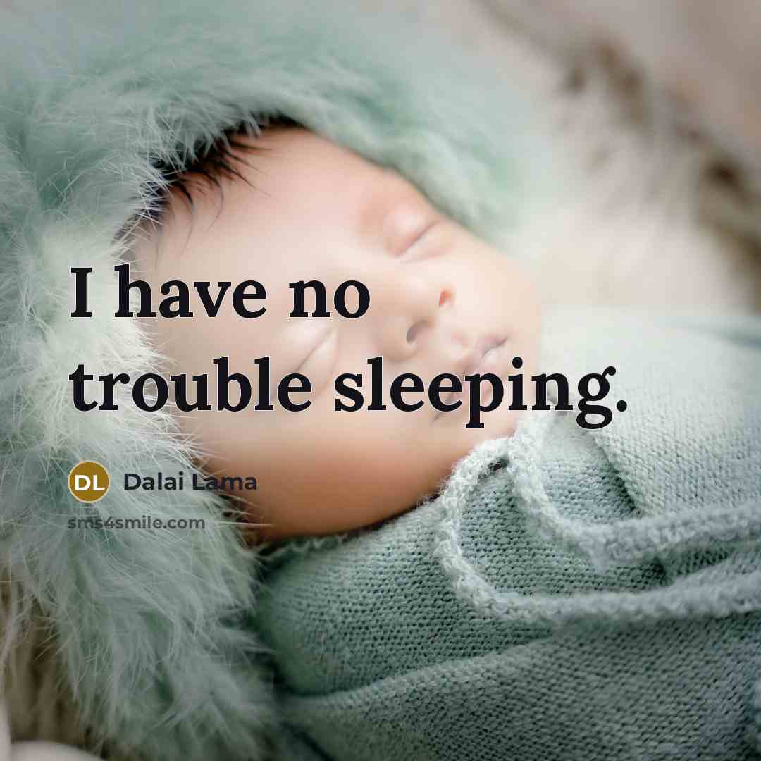 “I have no trouble sleeping.” quote by Dalai Lama
