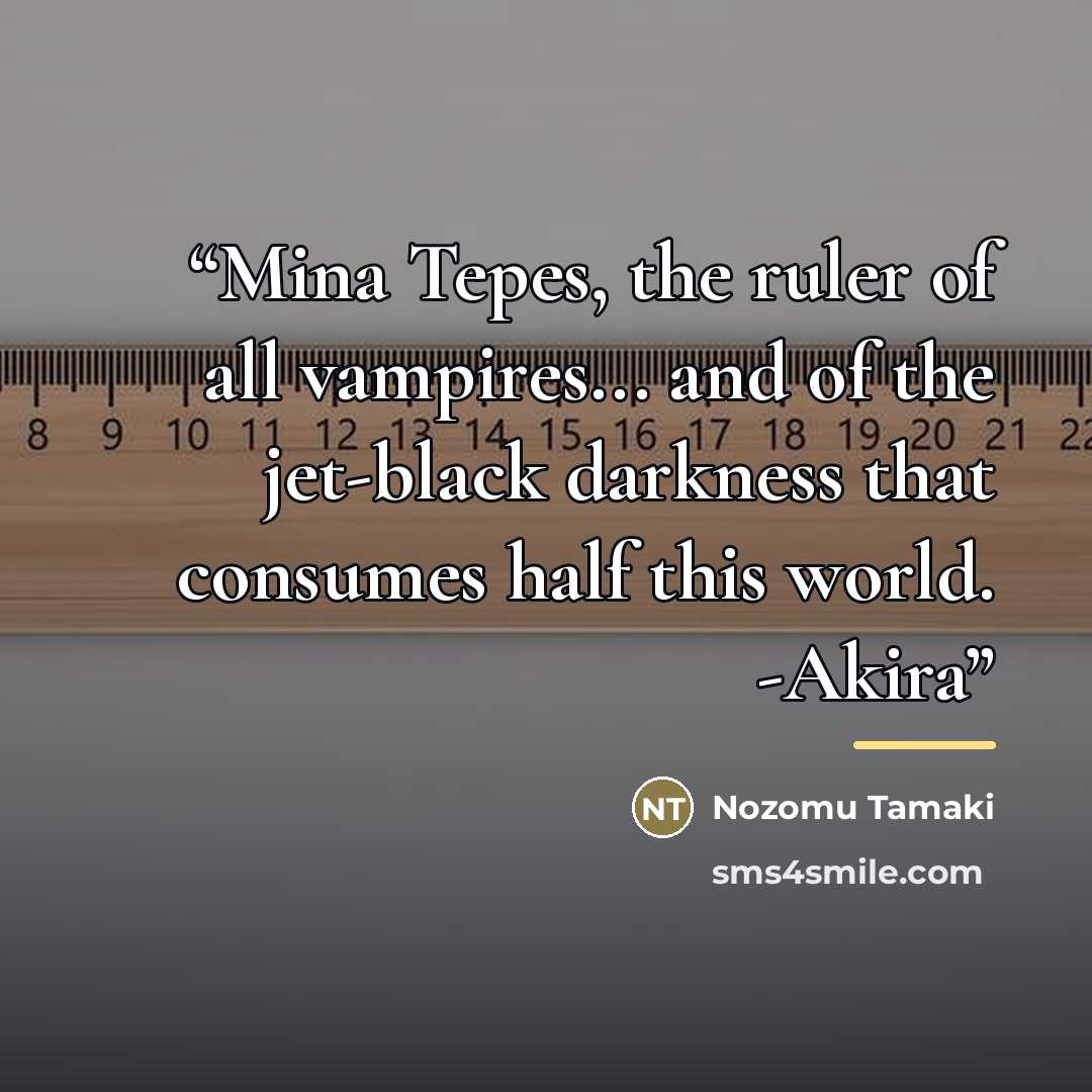 “Mina Tepes, the ruler of all vampires... and of the jet-black darkness that consumes half this world. -Akira” quote by Nozomu Tamaki