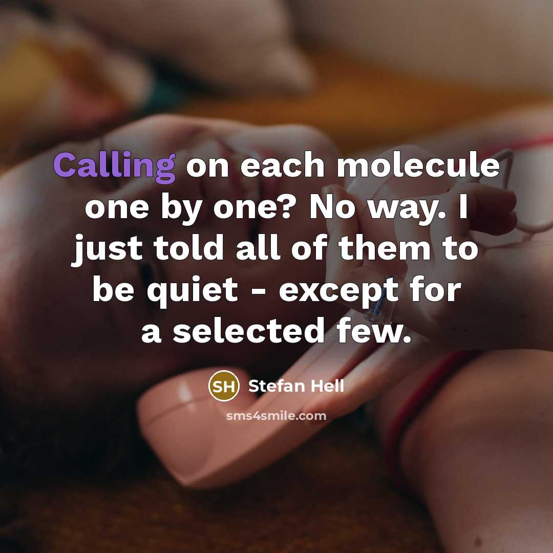 “Calling on each molecule one by one? No way. I just told all of them to be quiet - except for a selected few.” quote by Stefan Hell