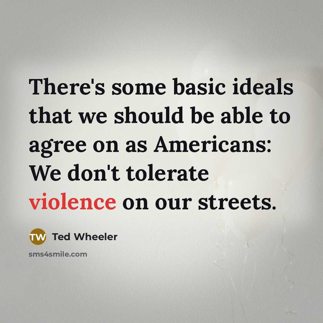 “There's some basic ideals that we should be able to agree on as Americans: We don't tolerate violence on our streets.” quote by Ted Wheeler