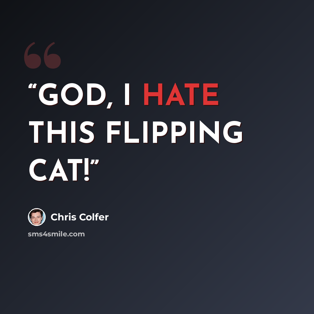 “GOD, I HATE THIS FLIPPING CAT!” quote by Chris Colfer
