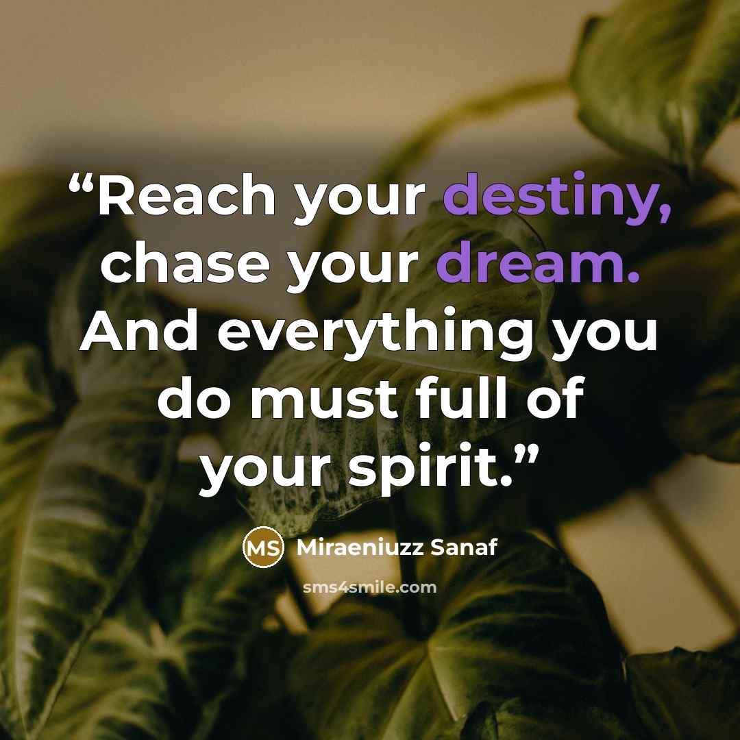 “Reach your destiny, chase your dream. And everything you do must full of your spirit.” quote by Miraeniuzz Sanaf