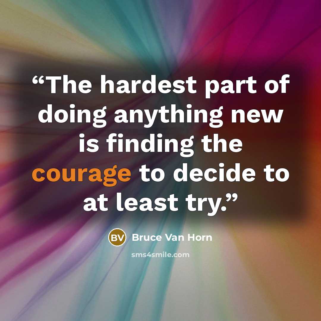 “The hardest part of doing anything new is finding the courage to decide to at least try.” quote by Bruce Van Horn