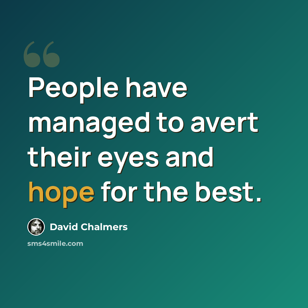 “People have managed to avert their eyes and hope for the best.” quote by David Chalmers
