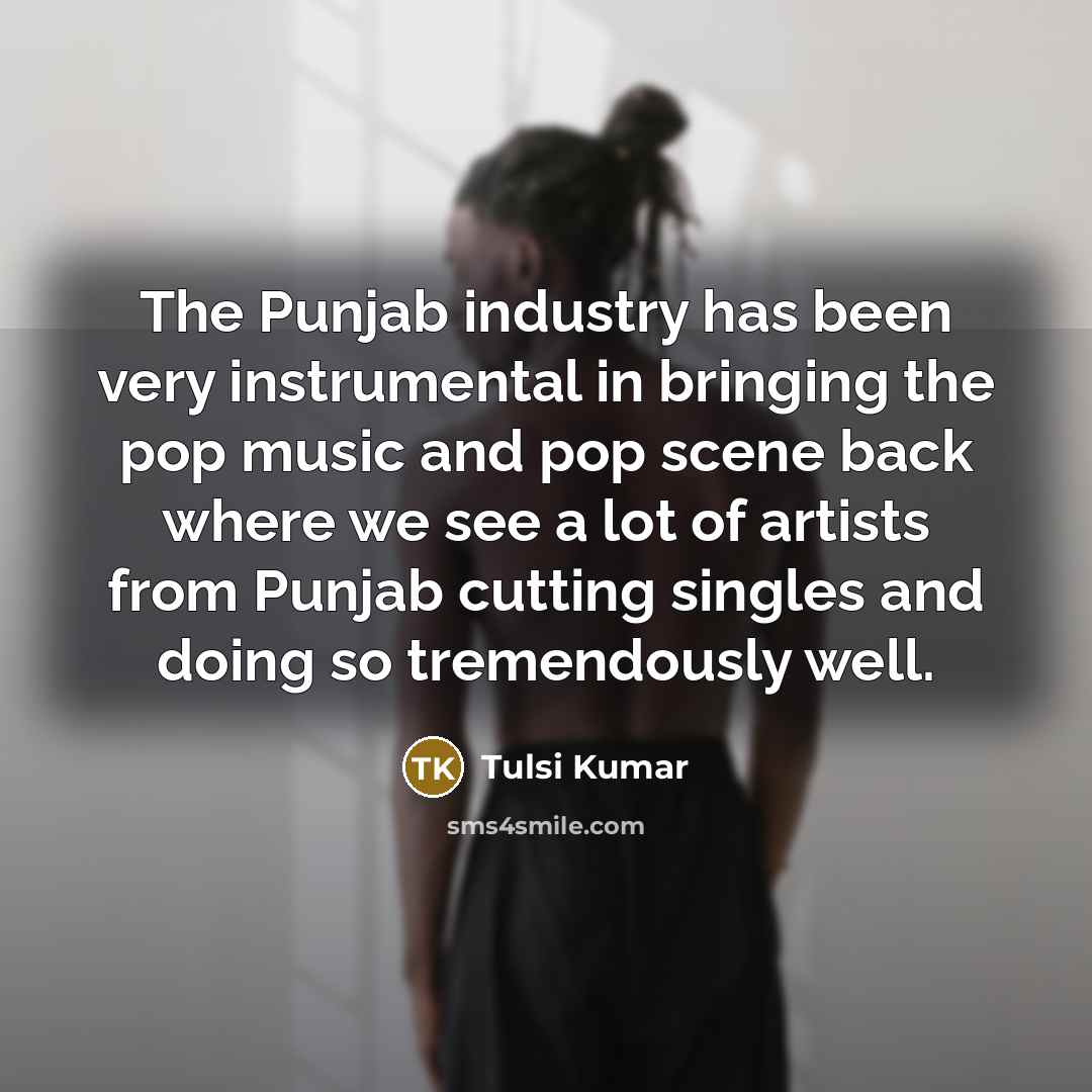 “The Punjab industry has been very instrumental in bringing the pop music and pop scene back where we see a lot of artists from Punjab cutting singles and doing so tremendously well.” quote by Tulsi Kumar