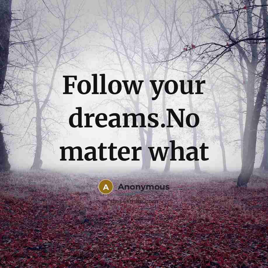 “Follow your dreams.No matter what” quote by Anonymous