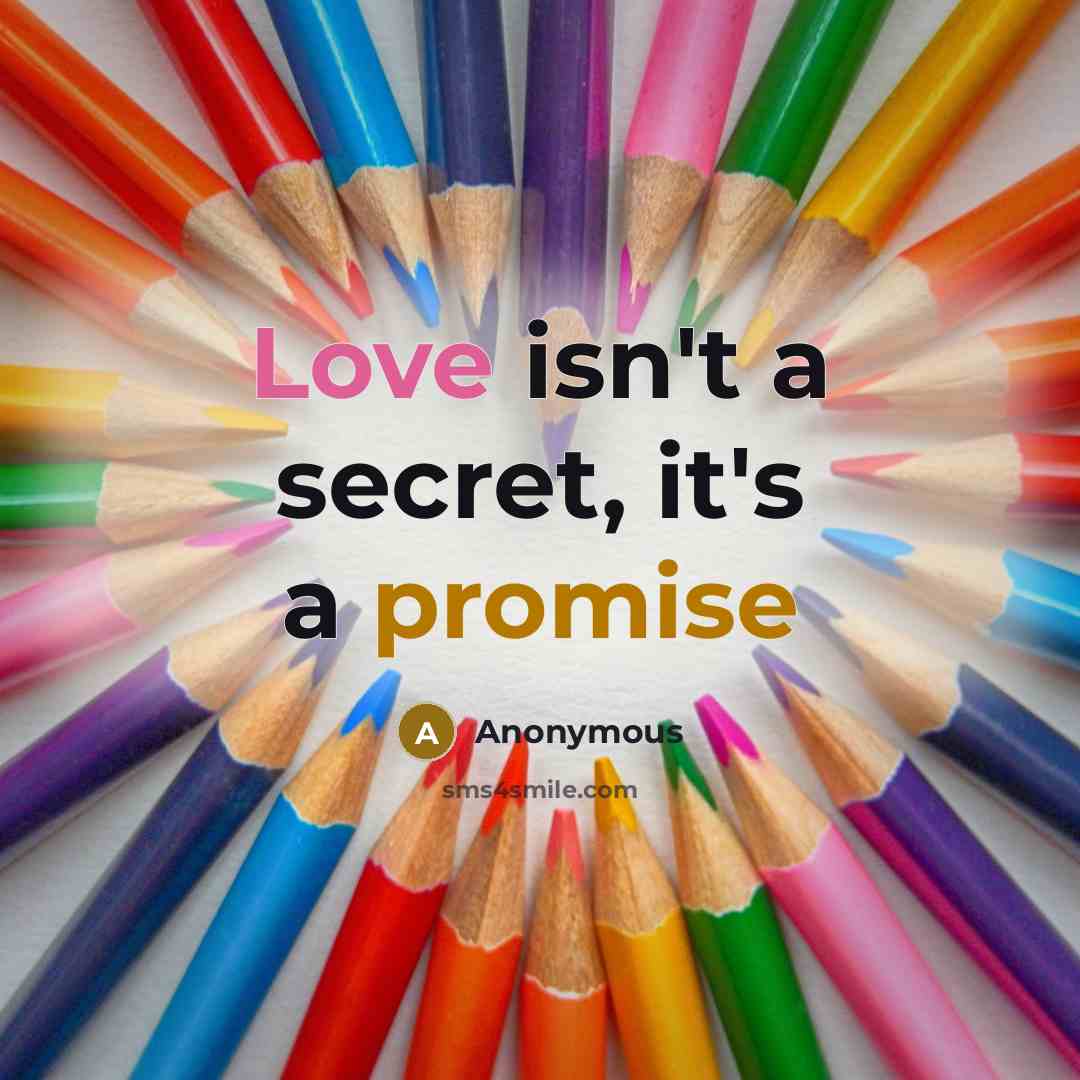 “Love isn't a secret, it's a promise” quote by Anonymous