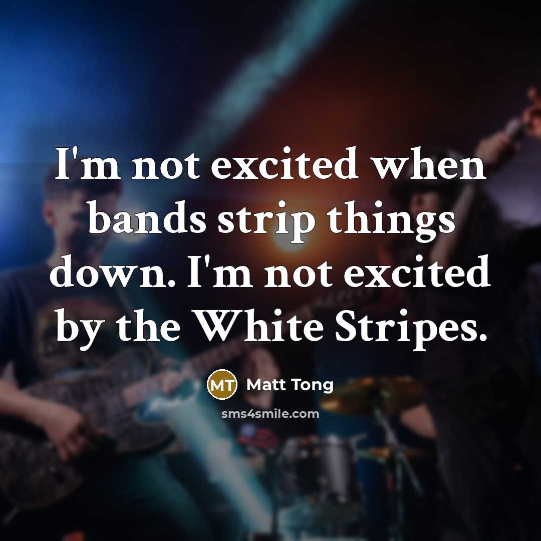 “I'm not excited when bands strip things down. I'm not excited by the White Stripes.” quote by Matt Tong