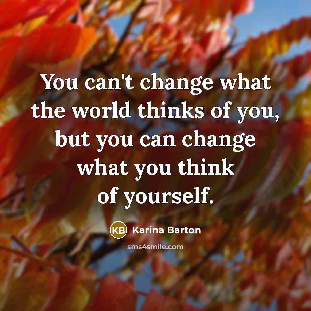 “You can't change what the world thinks of you, but you can change what you think of yourself.” quote by Karina Barton