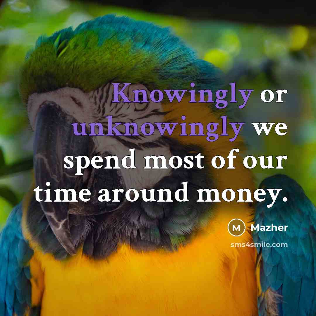 “Knowingly or unknowingly we spend most of our time around money.” quote by Mazher