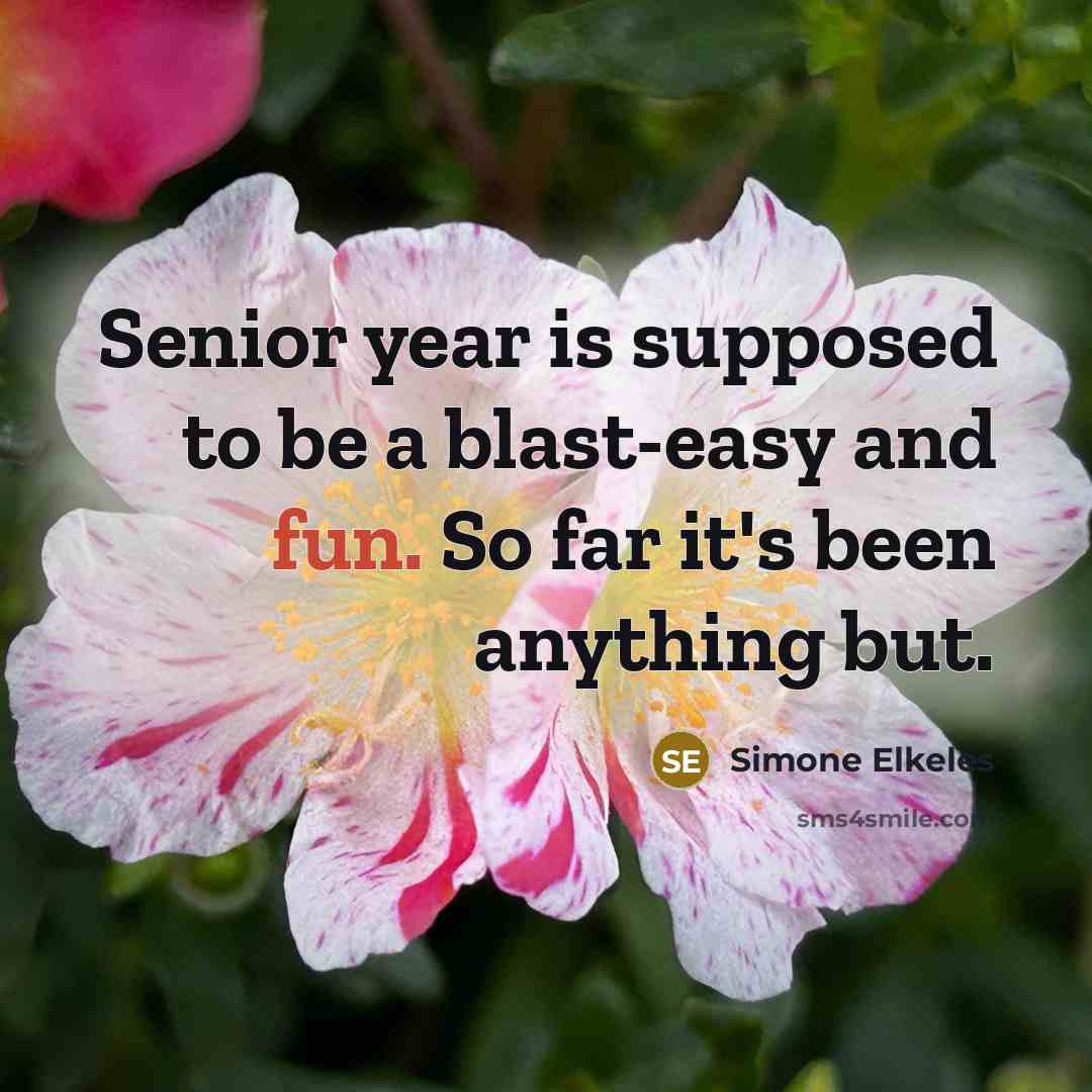 “Senior year is supposed to be a blast-easy and fun. So far it's been anything but.” quote by Simone Elkeles