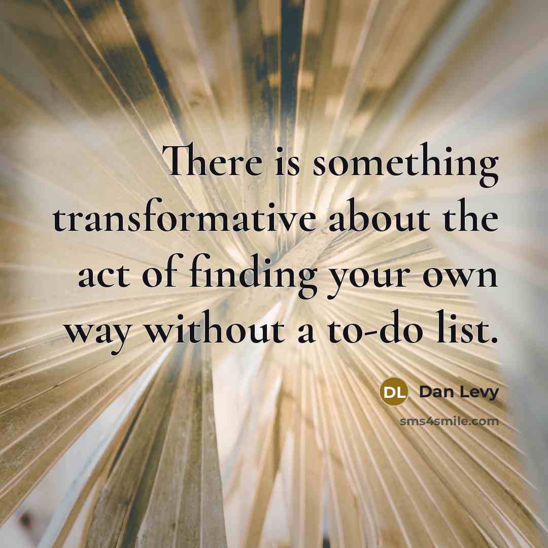“There is something transformative about the act of finding your own way without a to-do list.” quote by Dan Levy