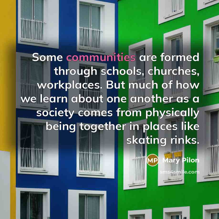 “Some communities are formed through schools, churches, workplaces. But much of how we learn about one another as a society comes from physically being together in places like skating rinks.” quote by Mary Pilon