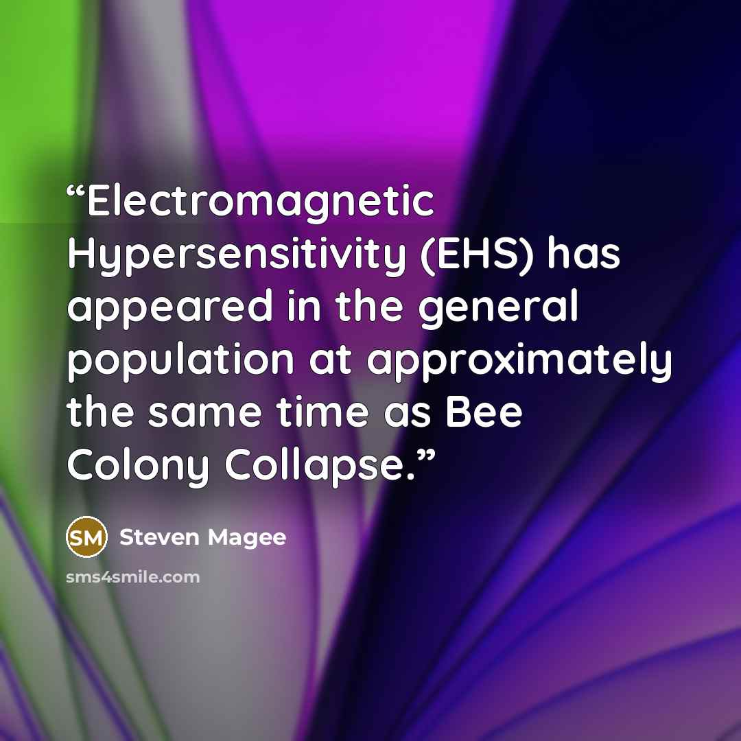 “Electromagnetic Hypersensitivity (EHS) has appeared in the general population at approximately the same time as Bee Colony Collapse.” quote by Steven Magee