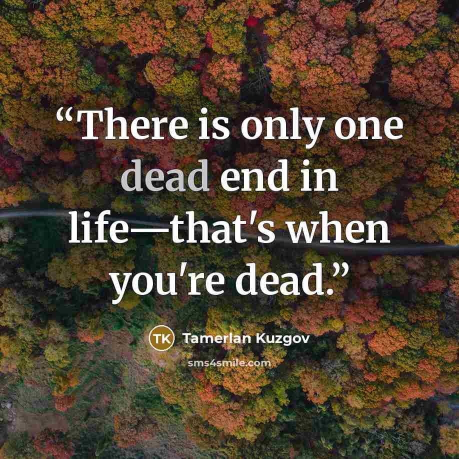 “There is only one dead end in life—that's when you're dead.” quote by Tamerlan Kuzgov