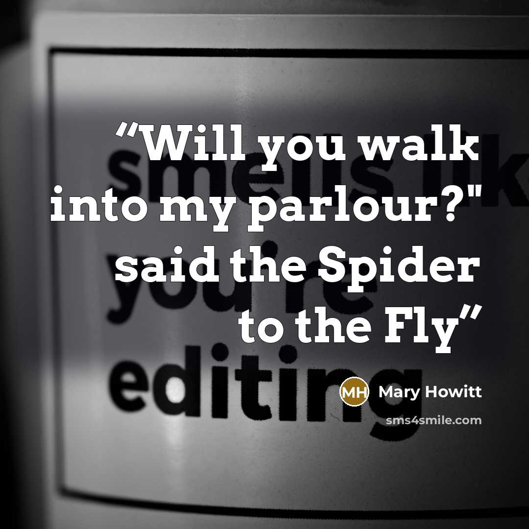 “Will you walk into my parlour?" said the Spider to the Fly” quote by Mary Howitt