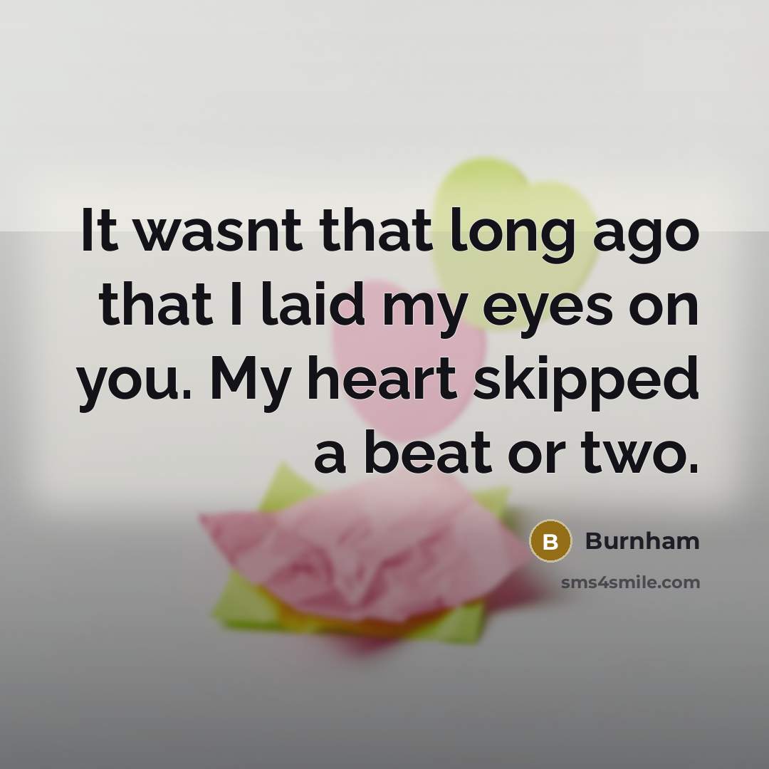 “It wasnt that long ago that I laid my eyes on you. My heart skipped a beat or two.” quote by Burnham