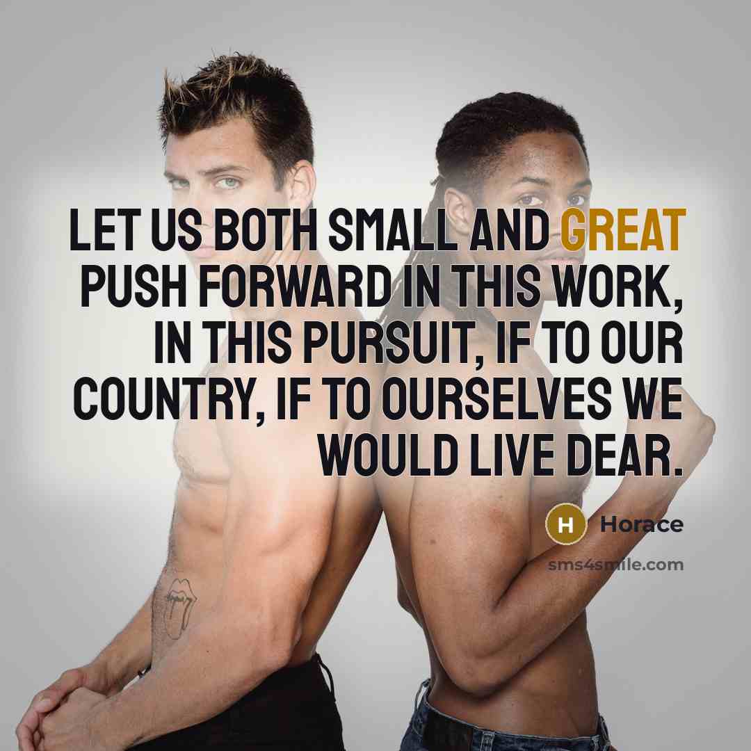 “Let us both small and great push forward in this work, in this pursuit, if to our country, if to ourselves we would live dear.” quote by Horace