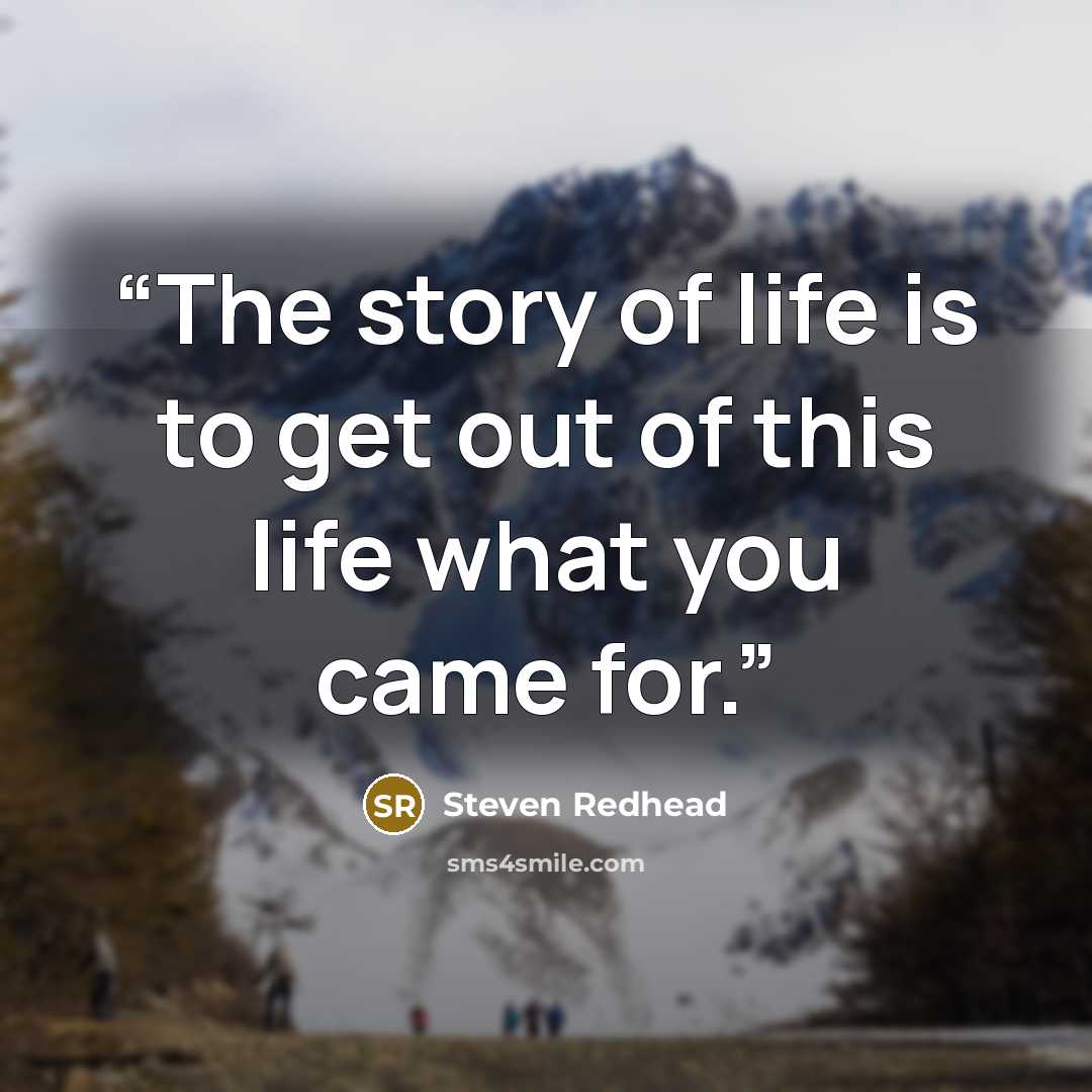 “The story of life is to get out of this life what you came for.” quote by Steven Redhead