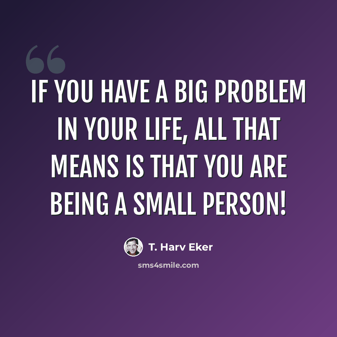“If you have a big problem in your life, all that means is that you are being a small person!” quote by T. Harv Eker