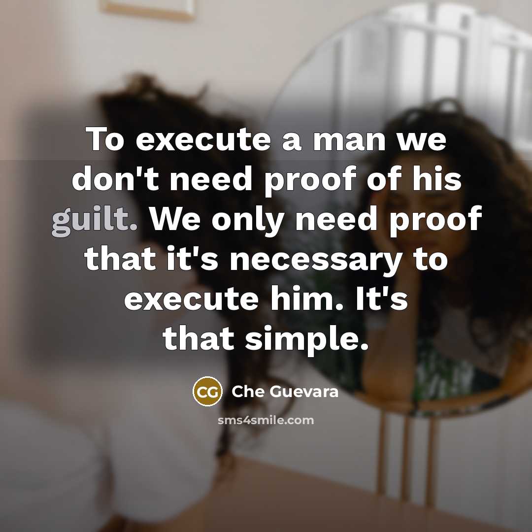 “To execute a man we don't need proof of his guilt. We only need proof that it's necessary to execute him. It's that simple.” quote by Che Guevara