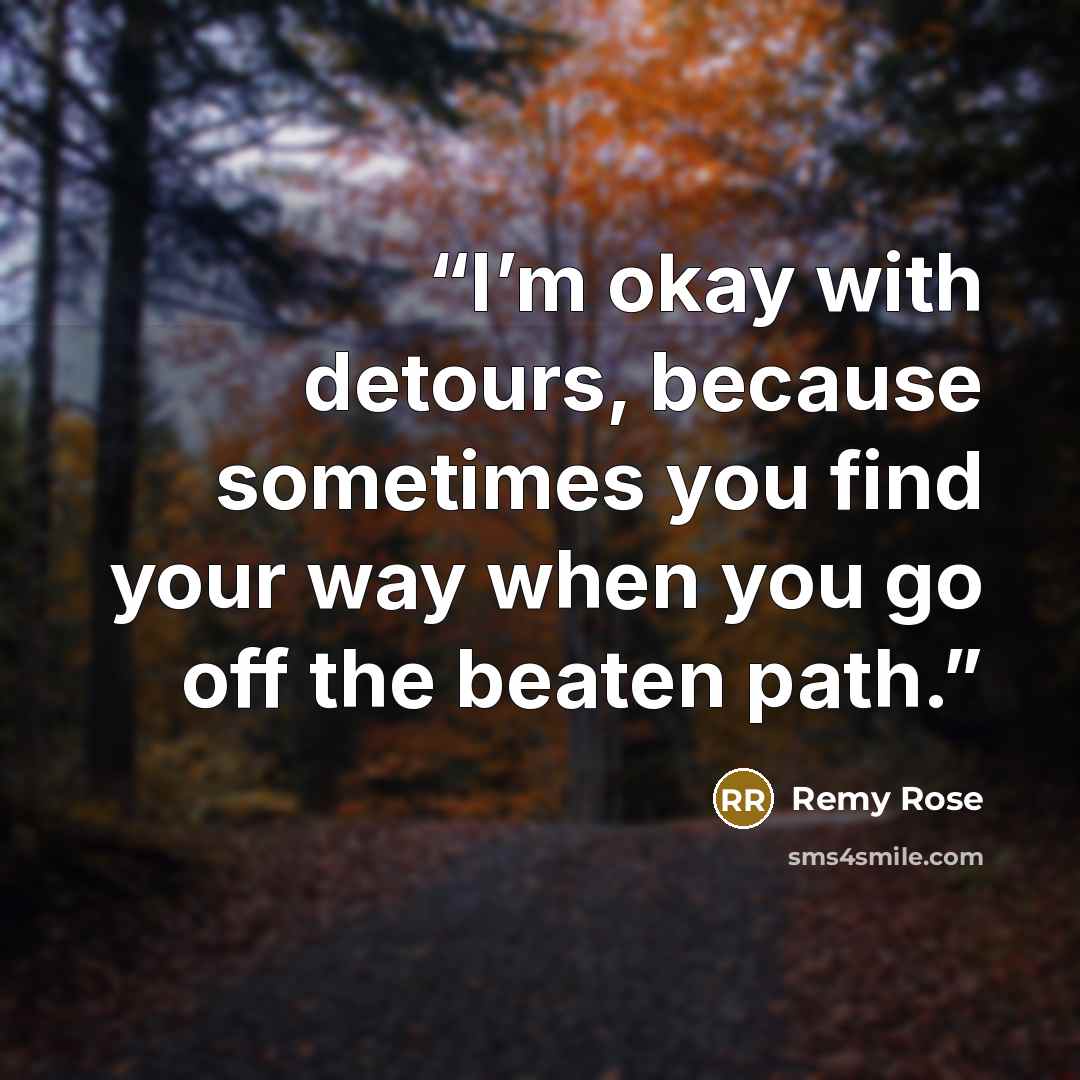 “I’m okay with detours, because sometimes you find your way when you go off the beaten path.” quote by Remy Rose