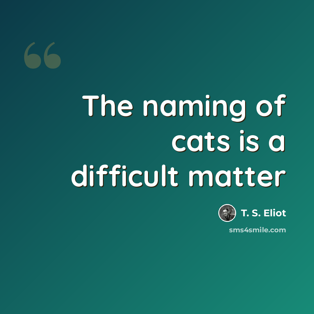 “The naming of cats is a difficult matter” quote by T. S. Eliot