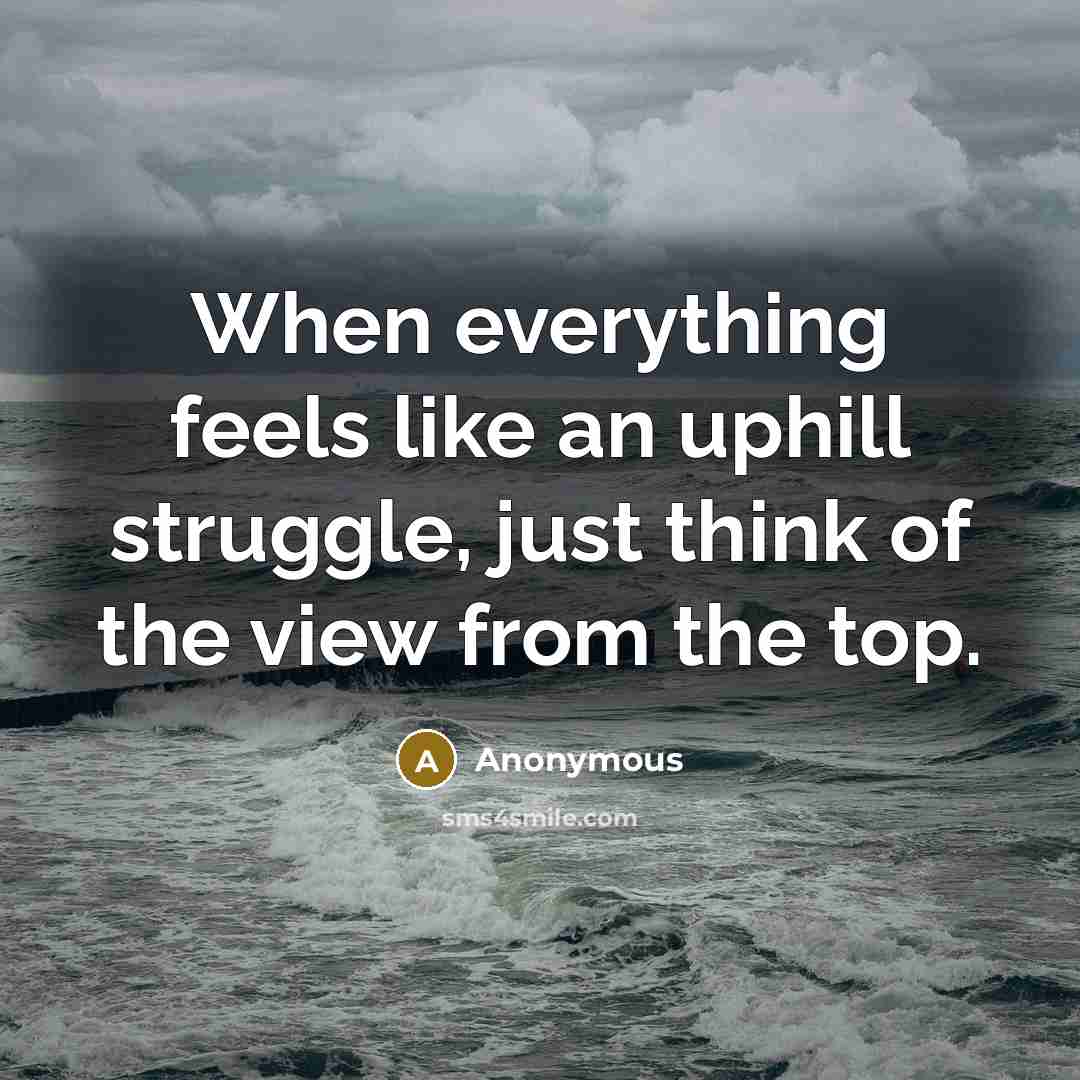 “When everything feels like an uphill struggle, just think of the view from the top.” quote by Anonymous