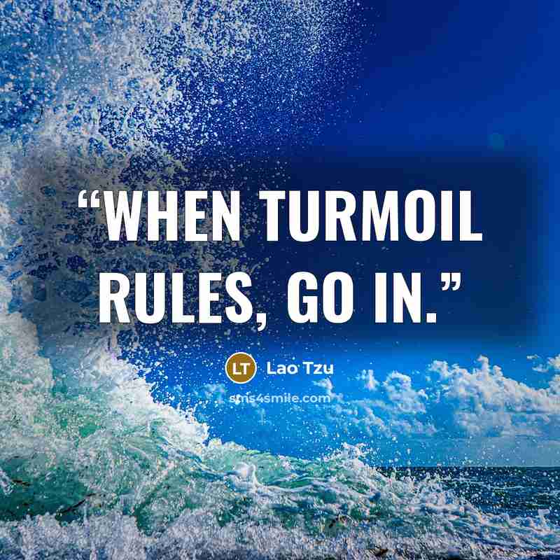 “When turmoil rules, go in.” quote by Lao Tzu