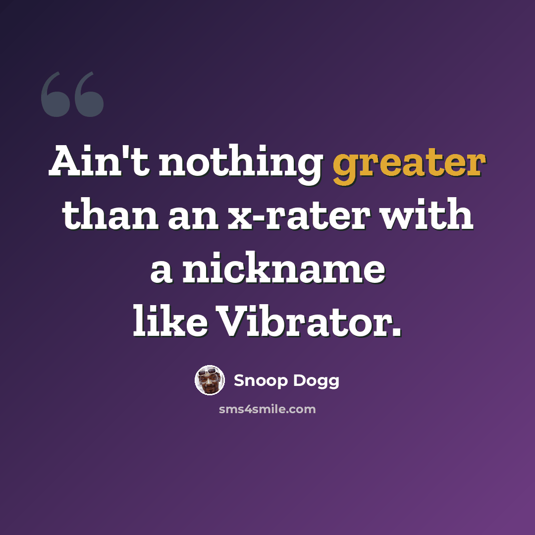 “Ain't nothing greater than an x-rater with a nickname like Vibrator.” quote by Snoop Dogg