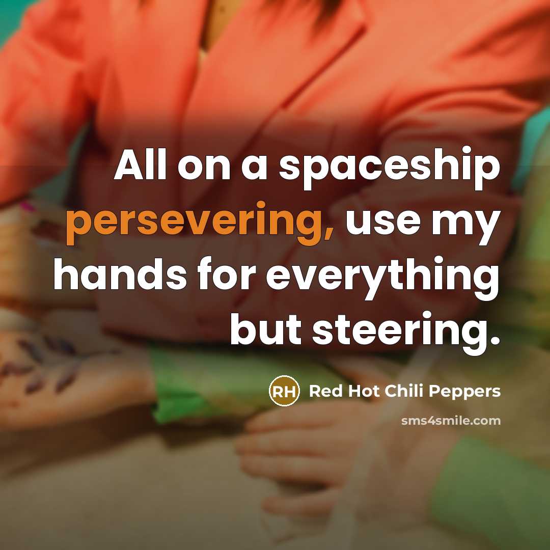 “All on a spaceship persevering, use my hands for everything but steering.” quote by Red Hot Chili Peppers