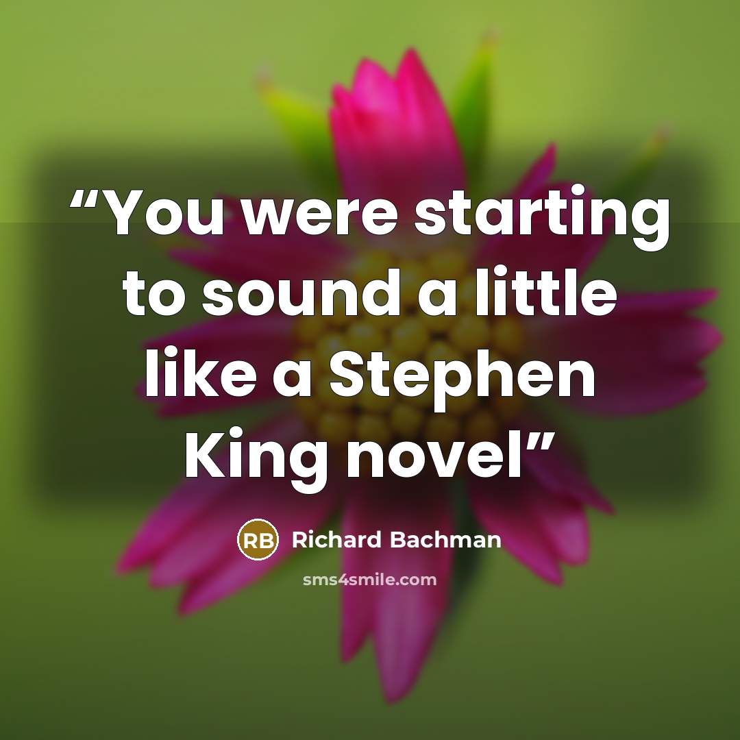 “You were starting to sound a little like a Stephen King novel” quote by Richard Bachman