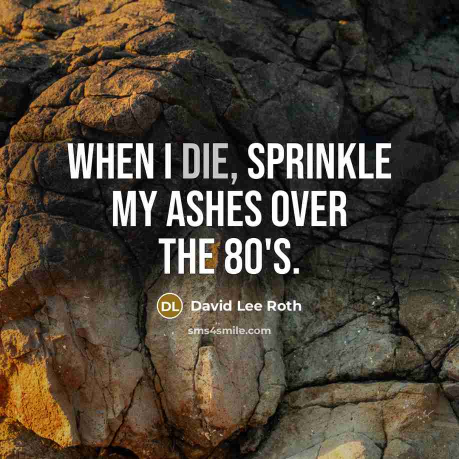“When I die, sprinkle my ashes over the 80's.” quote by David Lee Roth